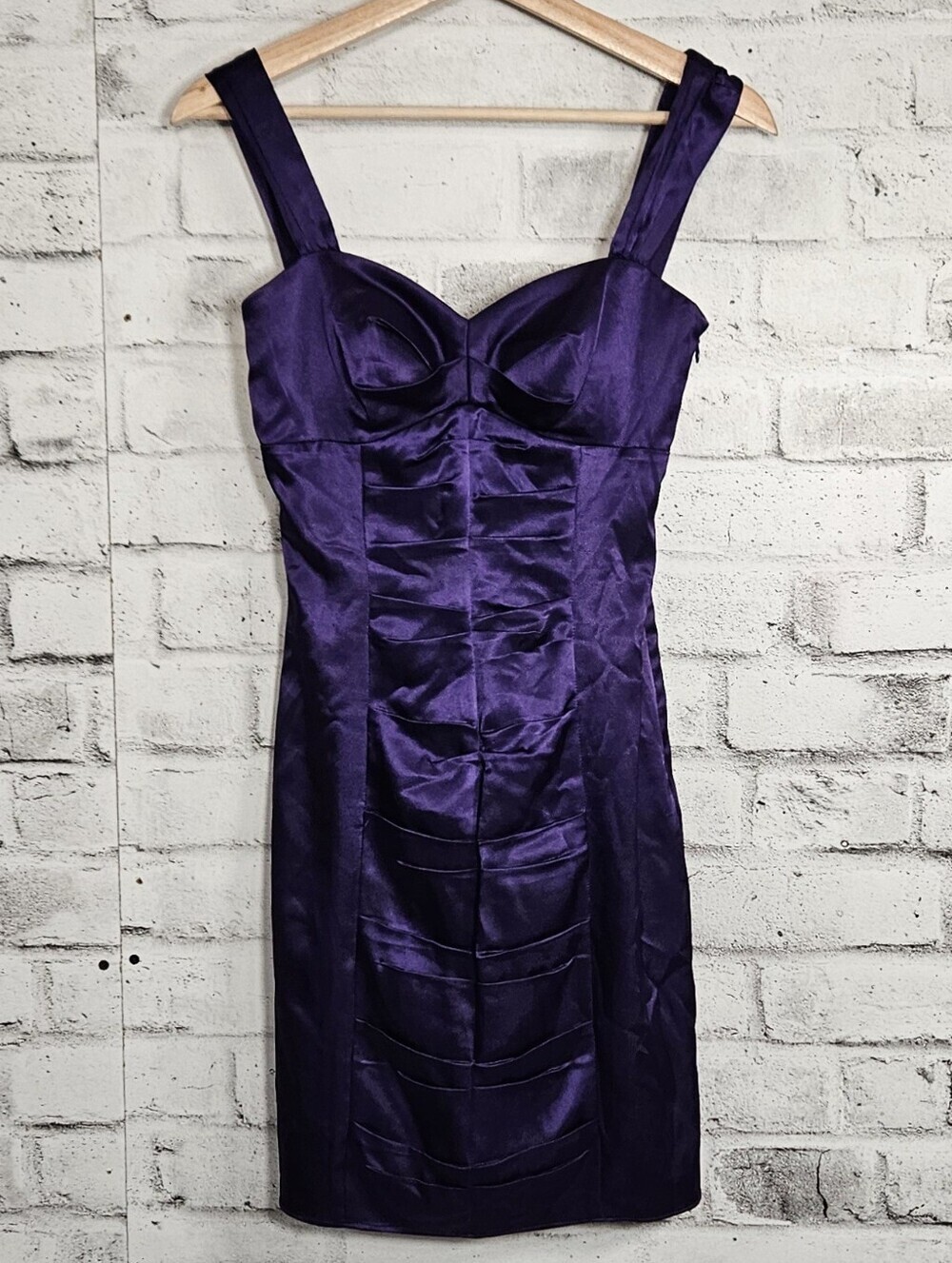 Morgan & Co Purple Satin Bodycon Cocktail Party Dress NWT Size 3/4